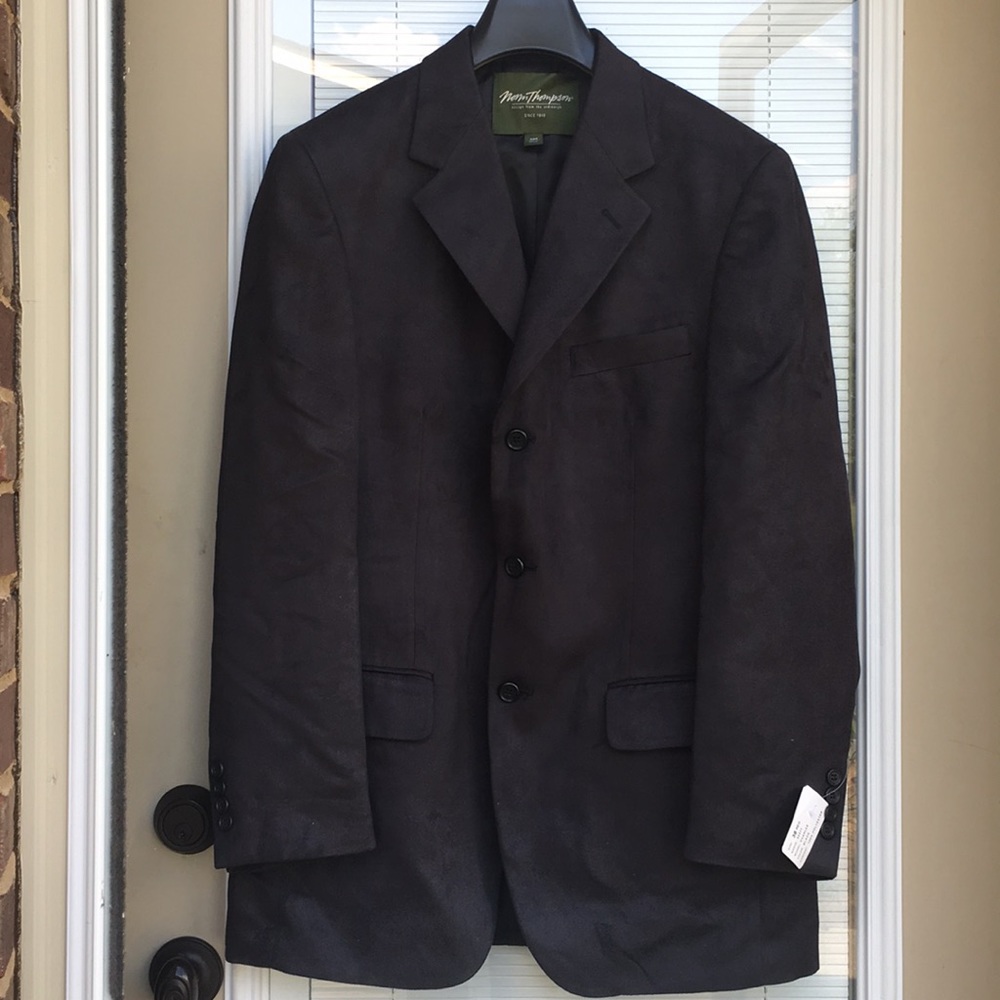 New Black Microsuede Lined Blazer Jacket 38R